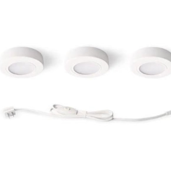 3-Light Plug-In LED White Puck Light Kit - Picture 1 of 6